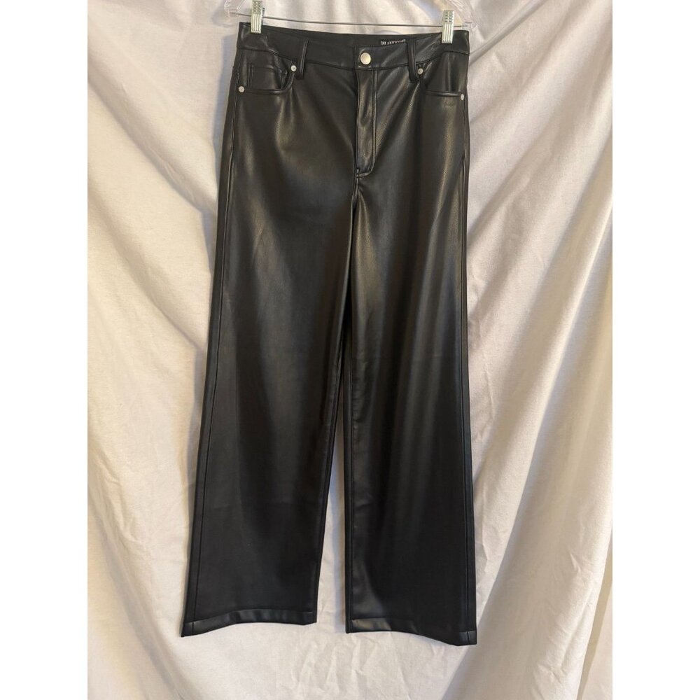 Blank NYC Wide Leg Faux Leather Franklin Rib Cage Black Cargo Pants Size 28